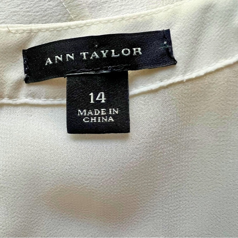 Ann Taylor [Size 14] Sheer Cream Sleeveless Top with Rhinestones - Picture 3 of 11